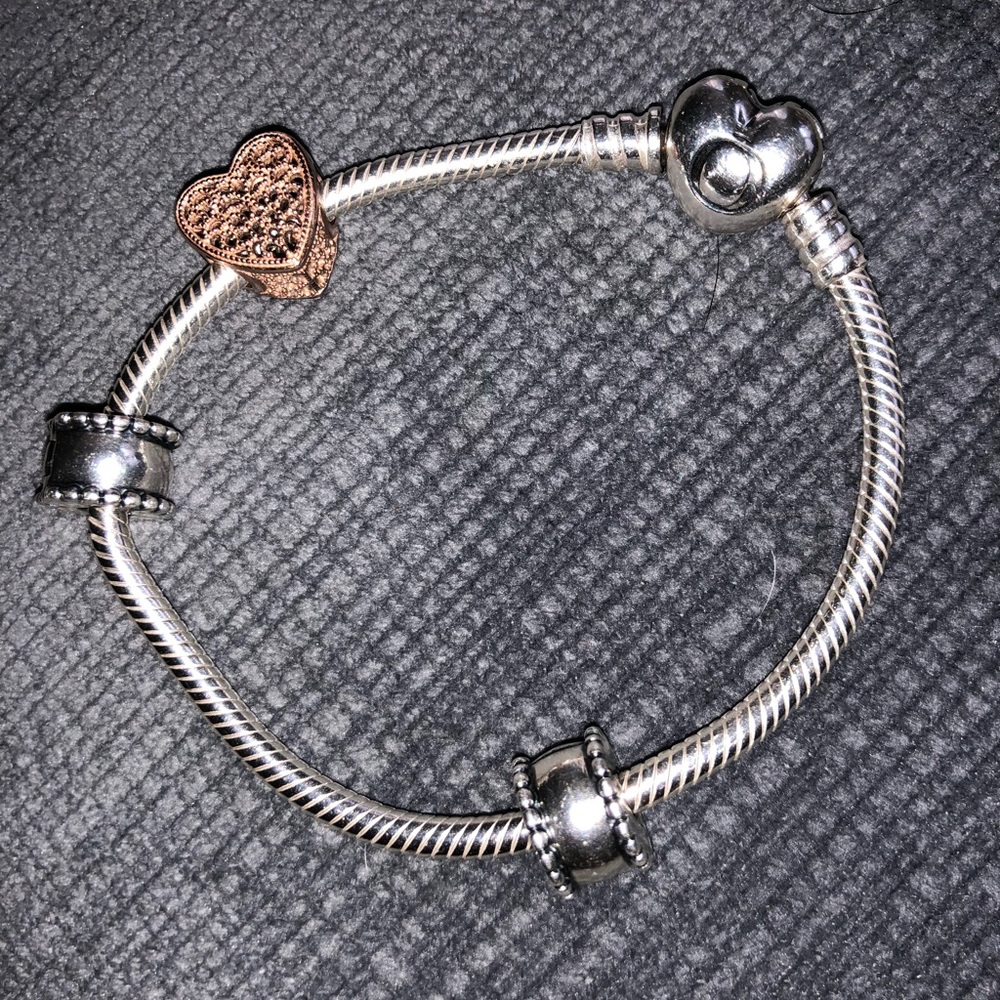 100% Authentic Pandora Charm Bracelet w/ 3 Charms